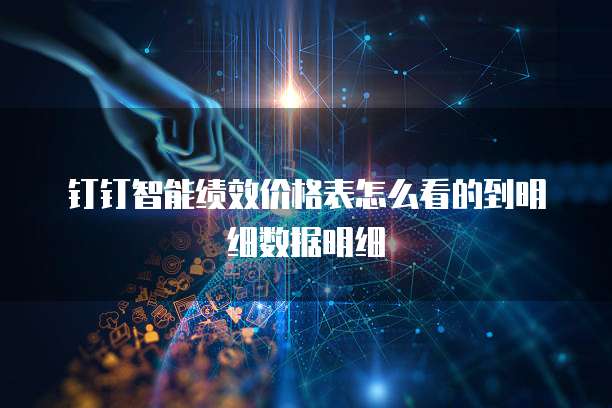 钉钉智能绩效价格表怎么看的到明细数据明细