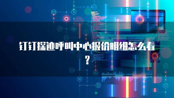 钉钉探迹呼叫中心报价明细怎么看?