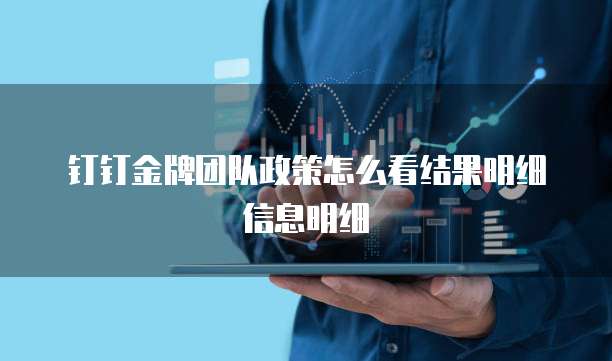 钉钉金牌团队政策怎么看结果明细信息明细