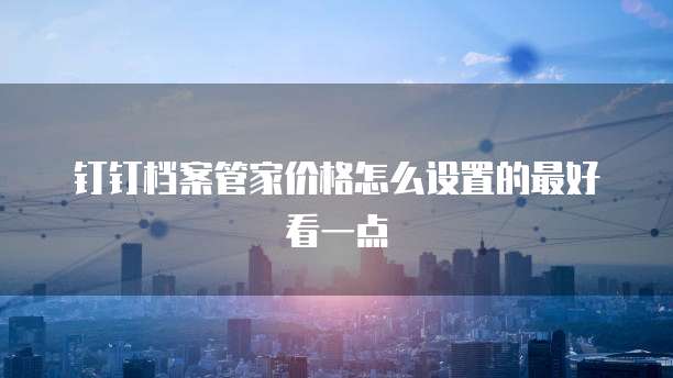 钉钉档案管家价格怎么设置的最好看一点