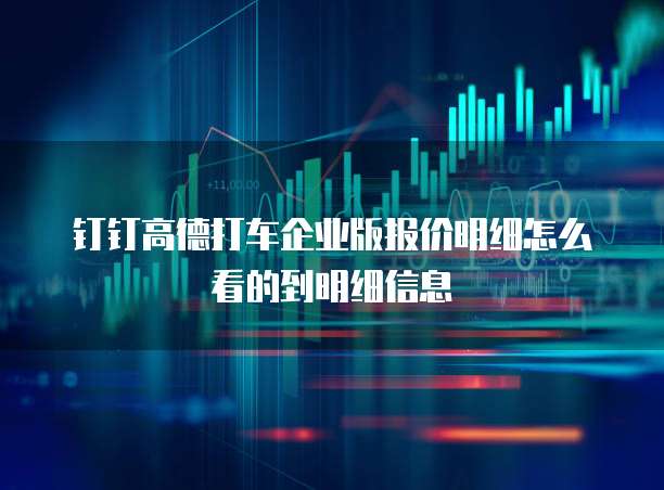 钉钉高德打车企业版报价明细怎么看的到明细信息