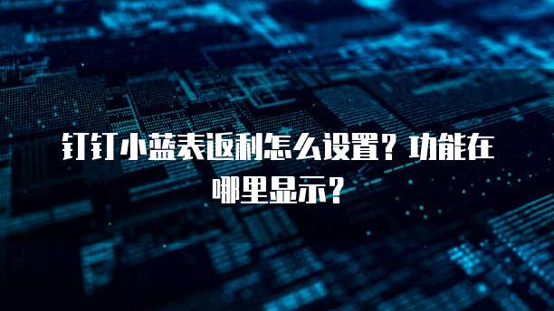 钉钉小蓝表返利怎么设置？功能在哪里显示？