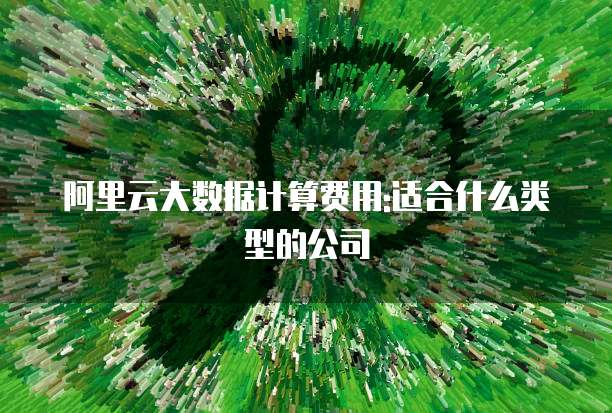 阿里云大数据计算费用:适合什么类型的公司