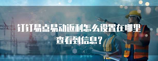 钉钉易点易动返利怎么设置在哪里查看到信息?