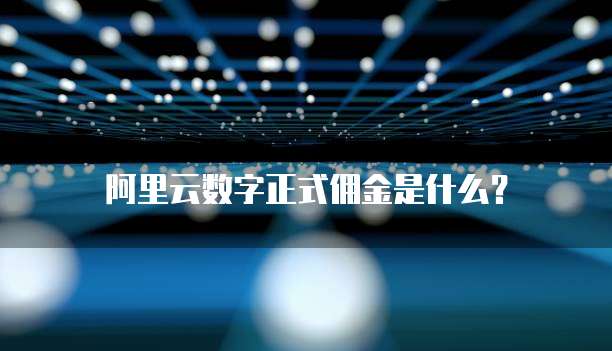 阿里云数字正式佣金是什么？