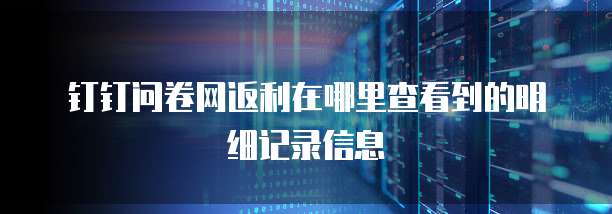 钉钉问卷网返利在哪里查看到的明细记录信息
