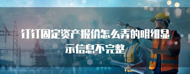 钉钉固定资产报价怎么弄的明细显示信息不完整