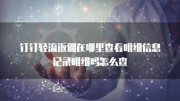 钉钉轻流返佣在哪里查看明细信息记录明细吗怎么查