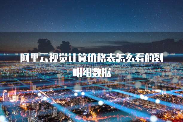 阿里云视觉计算价格表怎么看的到明细数据