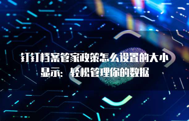 钉钉档案管家政策怎么设置的大小显示:轻松管理你的数据