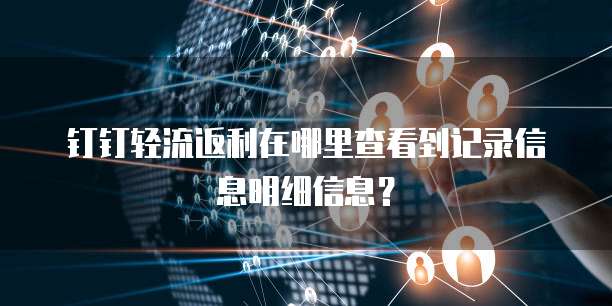 钉钉轻流返利在哪里查看到记录信息明细信息?