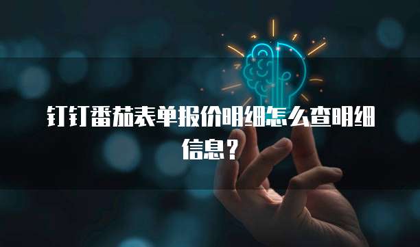 钉钉番茄表单报价明细怎么查明细信息？