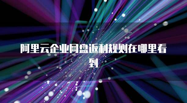 阿里云企业网盘返利规则在哪里看到