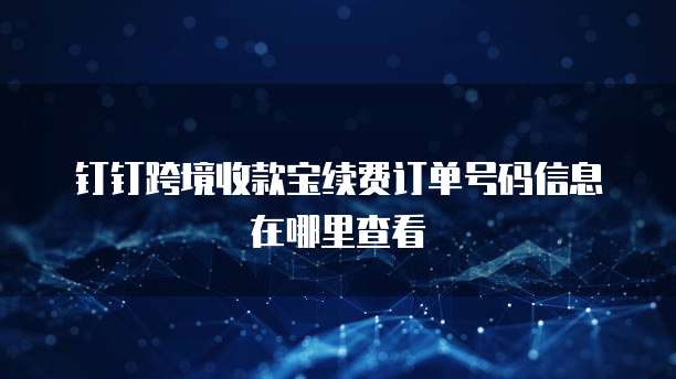 钉钉跨境收款宝续费订单号码信息在哪里查看