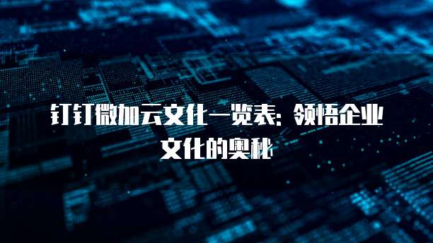 钉钉微加云文化一览表: 领悟企业文化的奥秘