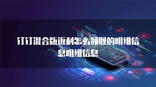 钉钉混合版返利怎么领取的明细信息明细信息