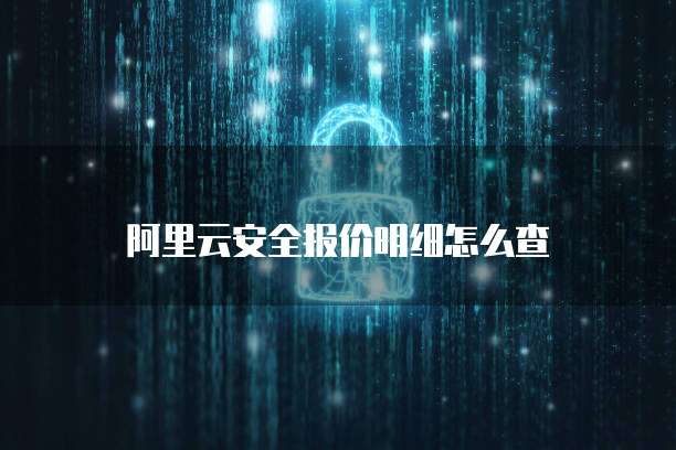 阿里云安全报价明细怎么查