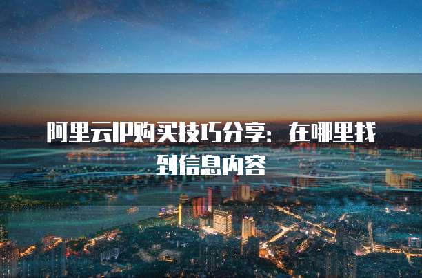 阿里云IP购买技巧分享:在哪里找到信息内容