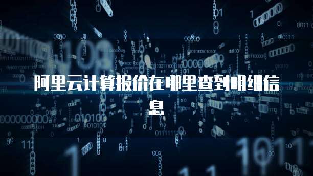 阿里云计算报价在哪里查到明细信息