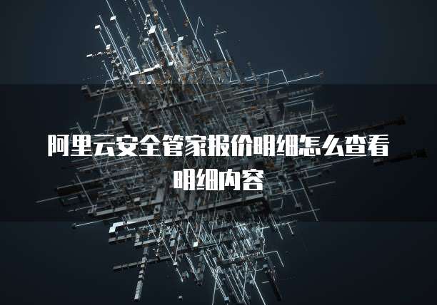 阿里云安全管家报价明细怎么查看明细内容