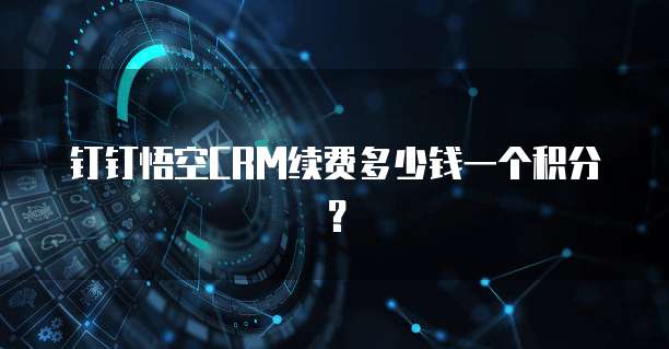 钉钉悟空CRM续费多少钱一个积分？