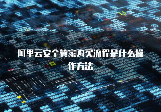 阿里云安全管家购买流程是什么操作方法