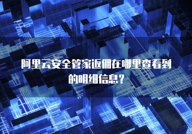阿里云安全管家返佣在哪里查看到的明细信息?