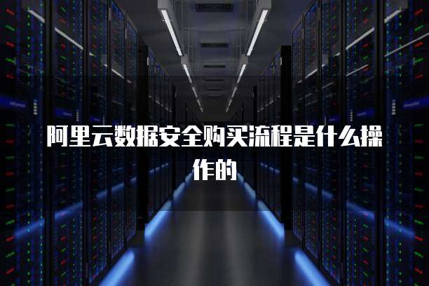 阿里云数据安全购买流程是什么操作的