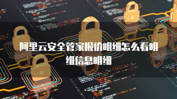阿里云安全管家报价明细怎么看明细信息明细