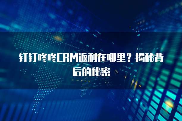 钉钉咚咚CRM返利在哪里?揭秘背后的秘密