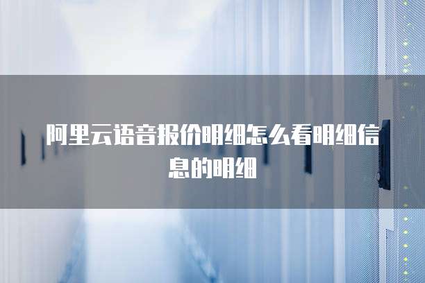 阿里云语音报价明细怎么看明细信息的明细