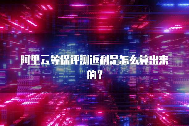 阿里云等保评测返利是怎么算出来的?