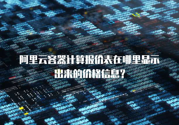 阿里云容器计算报价表在哪里显示出来的价格信息?