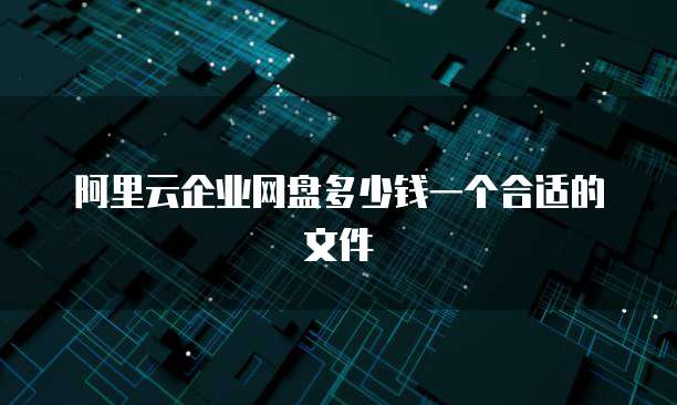 阿里云企业网盘多少钱一个合适的文件