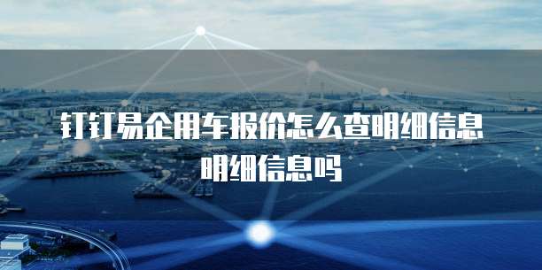 钉钉易企用车报价怎么查明细信息明细信息吗