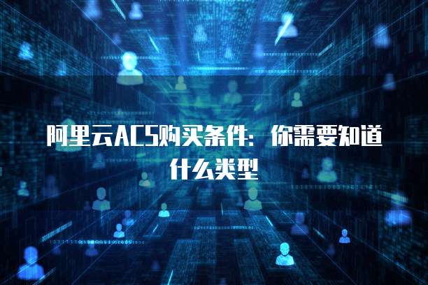 阿里云ACS购买条件:你需要知道什么类型