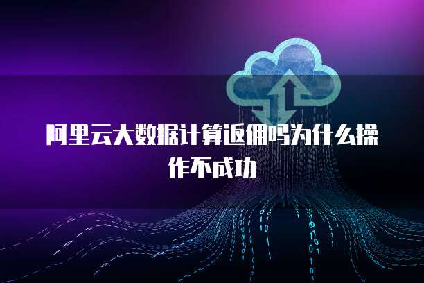 阿里云大数据计算返佣吗为什么操作不成功