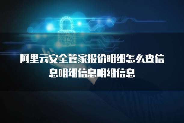 阿里云安全管家报价明细怎么查信息明细信息明细信息