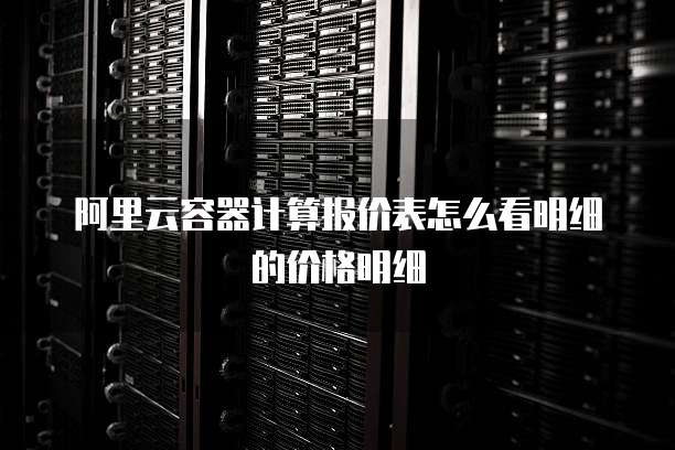 阿里云容器计算报价表怎么看明细的价格明细