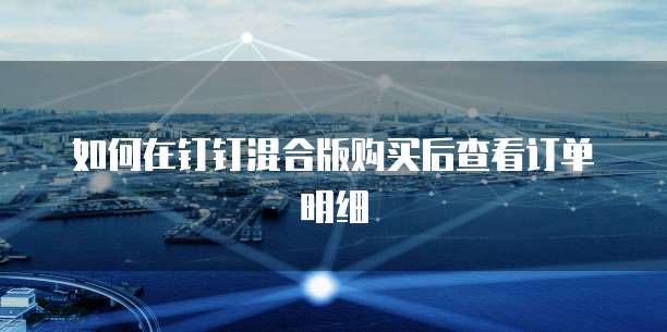 如何在钉钉混合版购买后查看订单明细