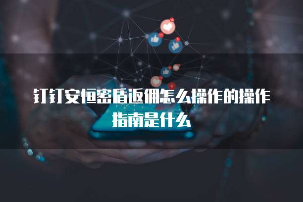 钉钉安恒密盾返佣怎么操作的操作指南是什么