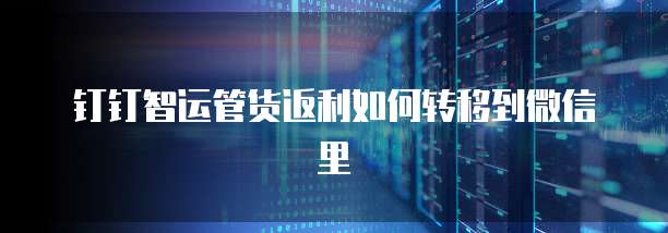 钉钉智运管货返利如何转移到微信里