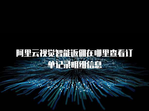 阿里云视觉智能返佣在哪里查看订单记录明细信息
