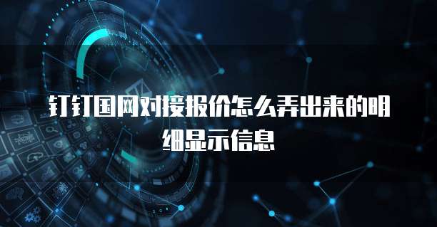 钉钉国网对接报价怎么弄出来的明细显示信息