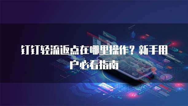 钉钉轻流返点在哪里操作?新手用户必看指南