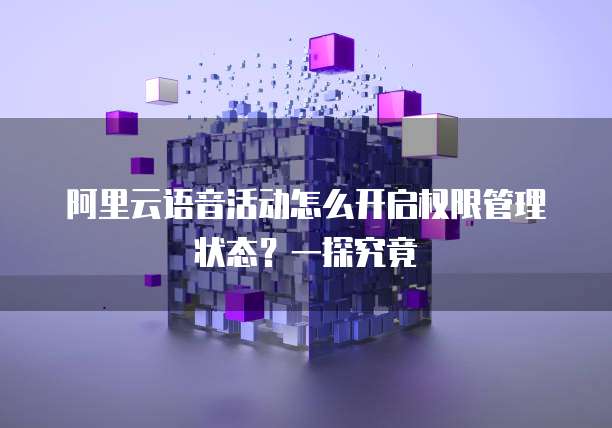 阿里云语音活动怎么开启权限管理状态？一探究竟
