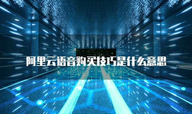 阿里云语音购买技巧是什么意思