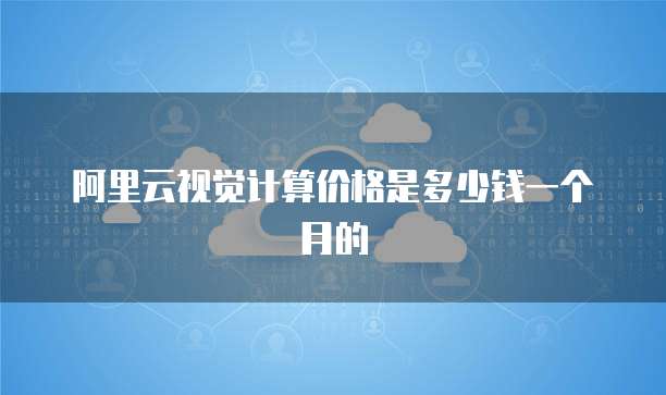 阿里云视觉计算价格是多少钱一个月的