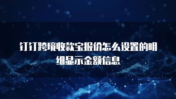 钉钉跨境收款宝报价怎么设置的明细显示金额信息