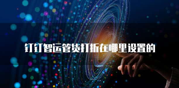 钉钉智运管货打折在哪里设置的